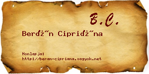 Berán Cipriána névjegykártya